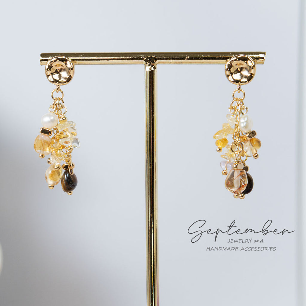 Strings of Citrine Earrings - September Jewelry