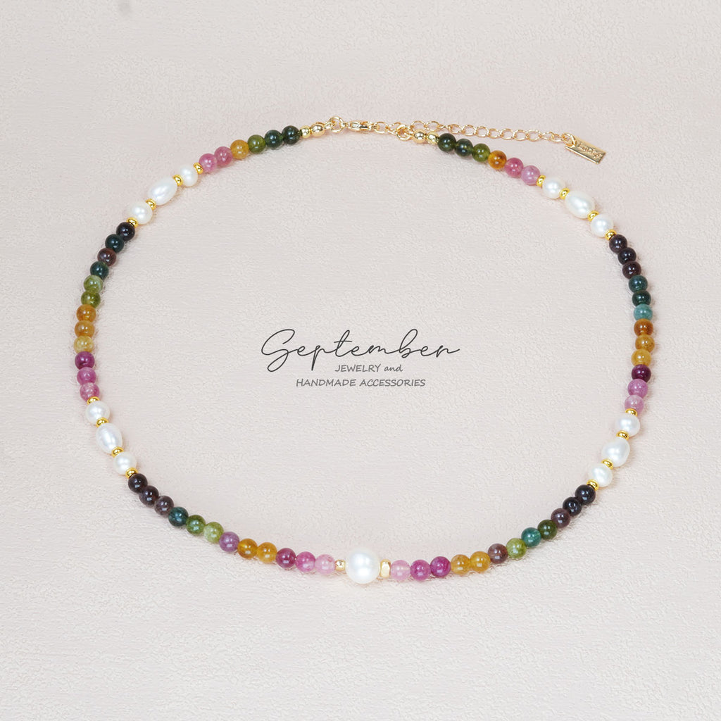 Freshwater Pearl & Tourmaline Necklace - September Jewelry
