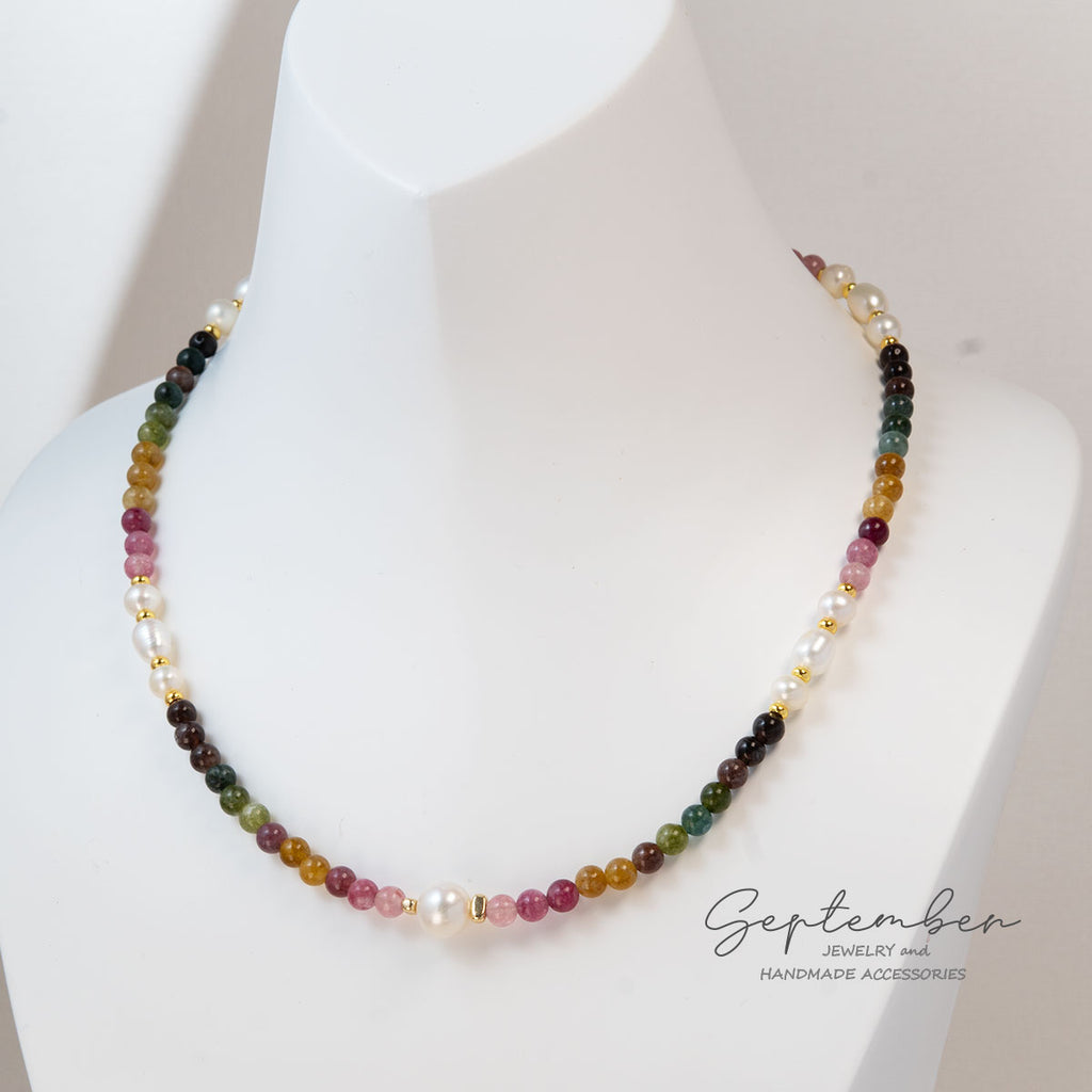 Freshwater Pearl & Tourmaline Necklace - September Jewelry