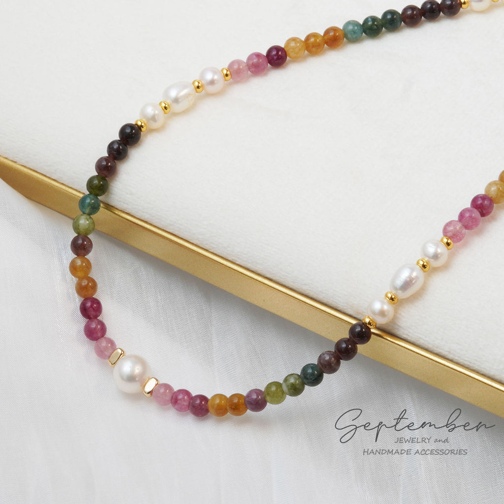 Freshwater Pearl & Tourmaline Necklace - September Jewelry