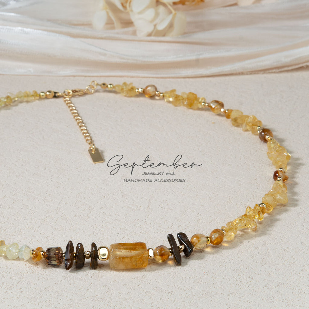 Citrine, Tiger Eye, and Mookaite Necklace - September Jewelry