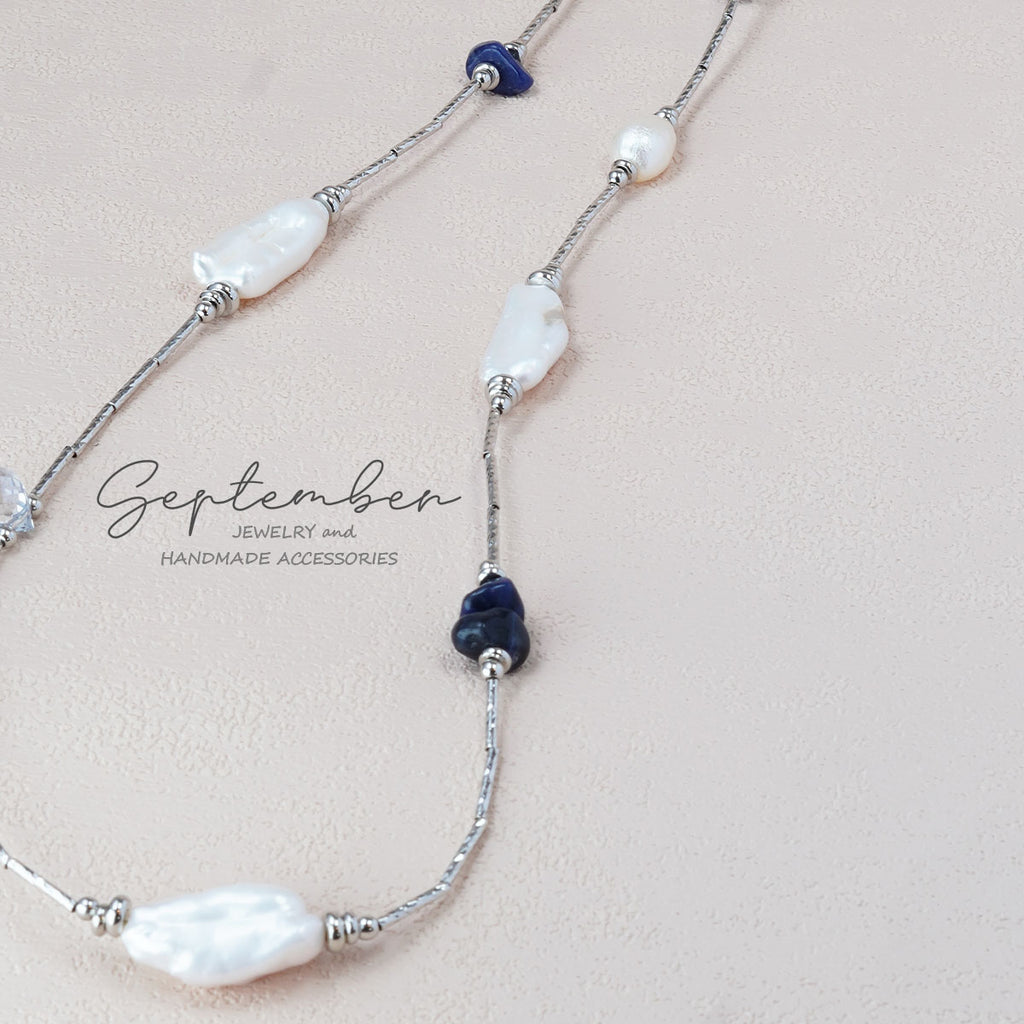 Lapis Lazuli and Facet Kyanite Necklace - September Jewelry