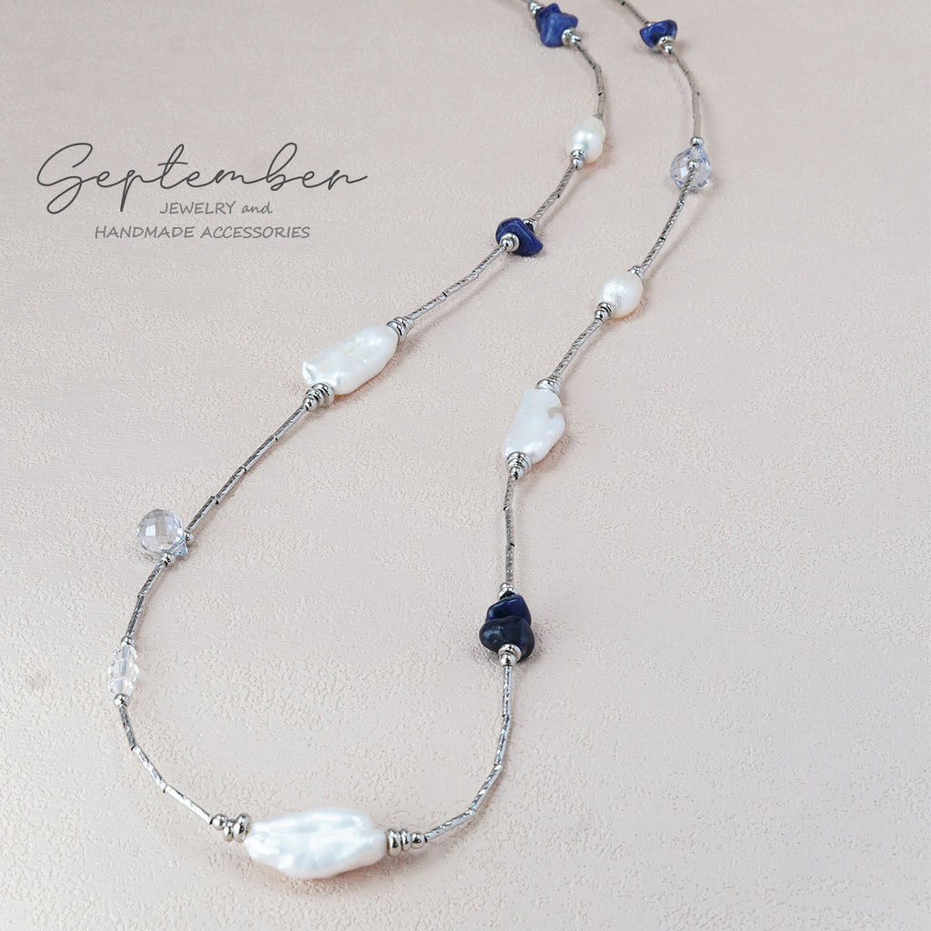 Lapis Lazuli and Facet Kyanite Necklace - September Jewelry
