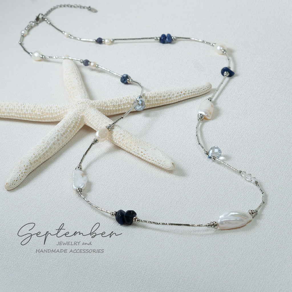 Lapis Lazuli and Facet Kyanite Necklace - September Jewelry