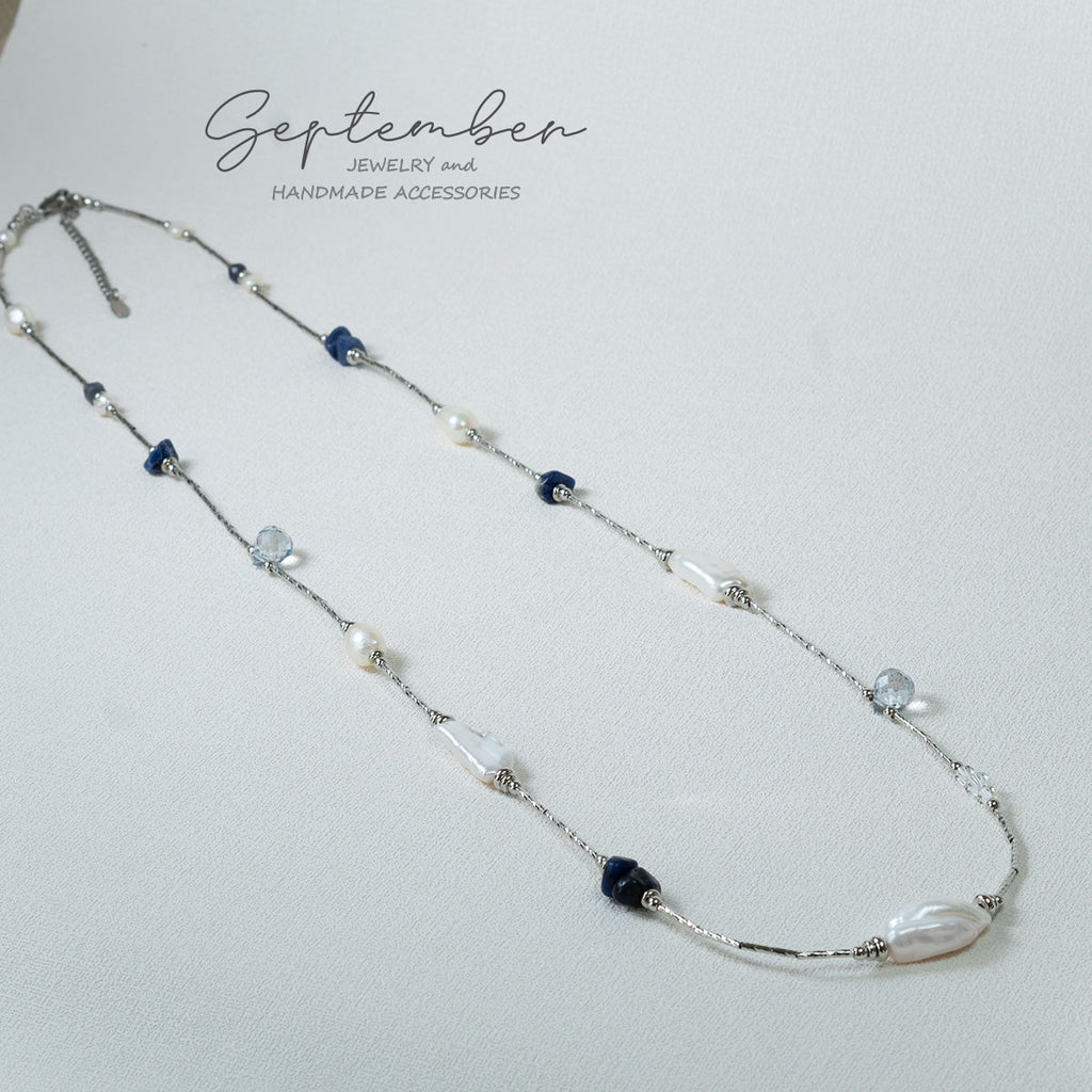 Lapis Lazuli and Facet Kyanite Necklace - September Jewelry