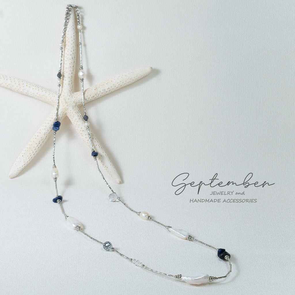 Lapis Lazuli and Facet Kyanite Necklace - September Jewelry